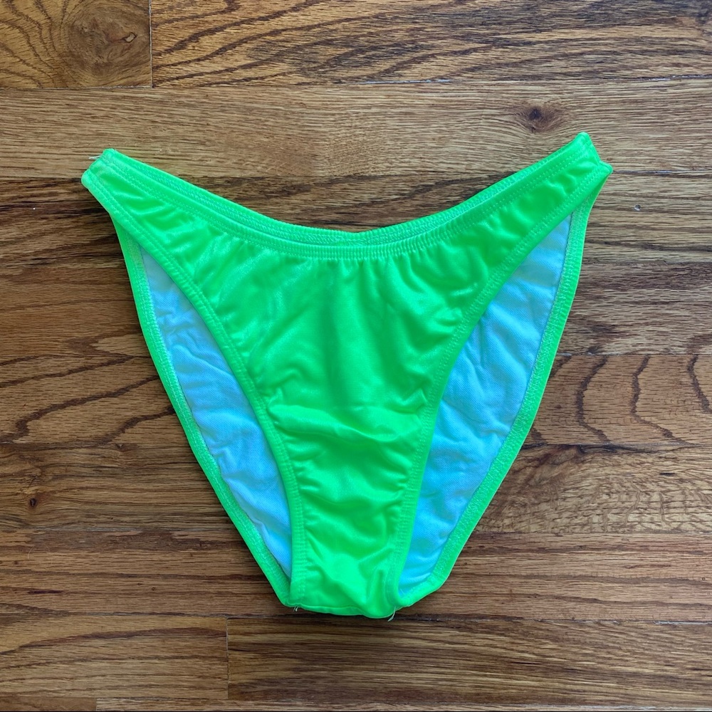 Vintage Neon Green High Leg Swim Bottoms Size Small
